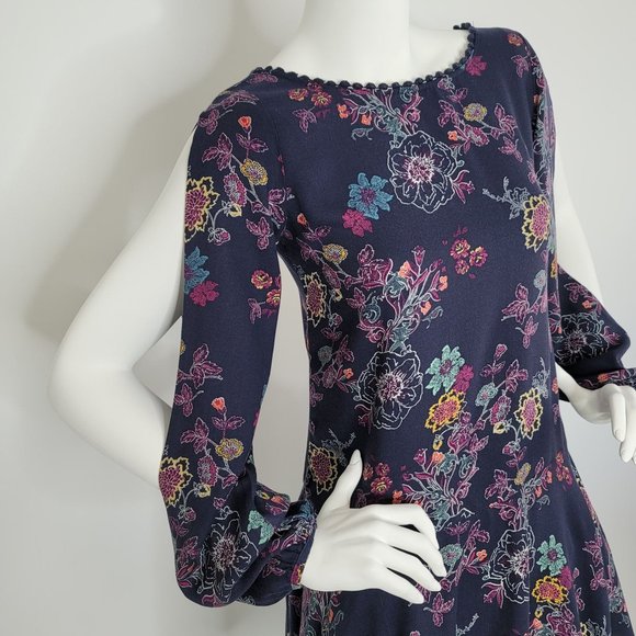 Xhiliration Blue Floral Long Sleeves Dress - Picture 3 of 14